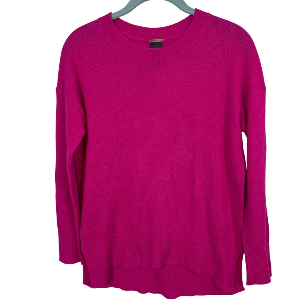 Magaschoni Fuchsia Pink 100% Cashmere Crew Neck Lightweight Sweater Size‎ XS